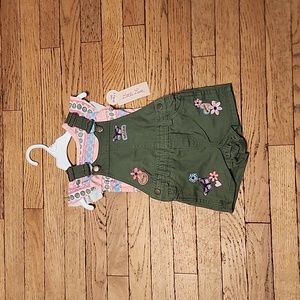 Butterfly overall shorts set